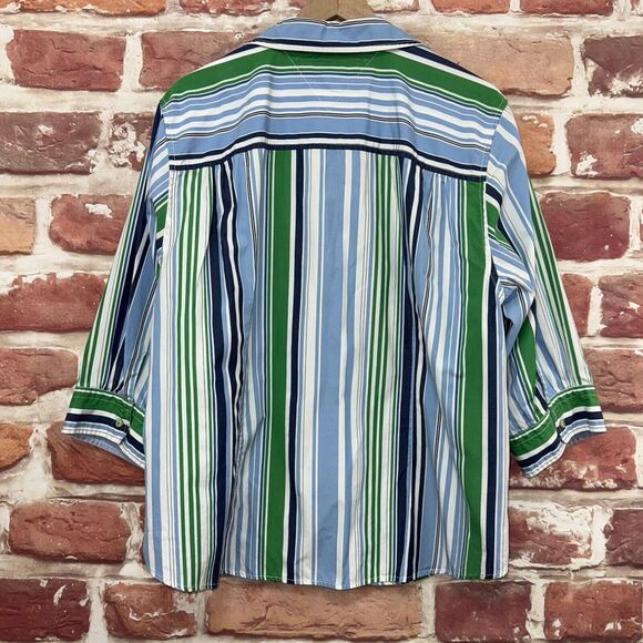 Tommy Hilfiger Top Shirt Women's Size 22 Multicolor Striped Casual Button Front - Picture 4 of 7
